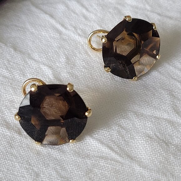 Rare IPPOLITA 18K Yellow Gold Rock Candy Gemma Pierced Earrings ~ Smokey Quartz - Picture 4 of 12